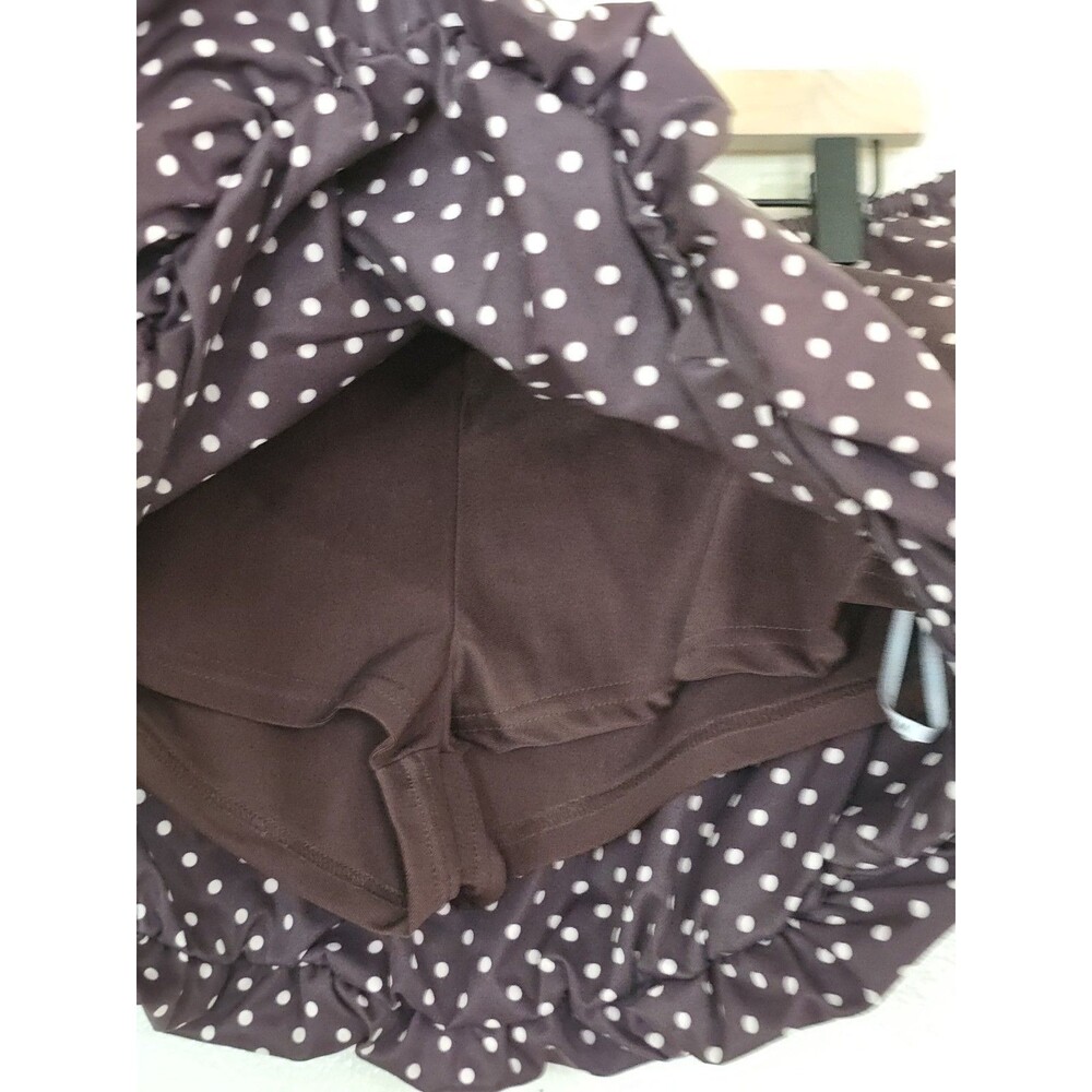 White Fox Runaway Heart Bubble Mini Skort Brown Polka Dot Size Medium - Picture 7 of 9